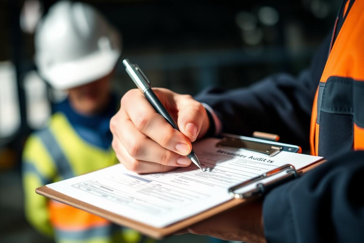 Consultant completing a safety audit form