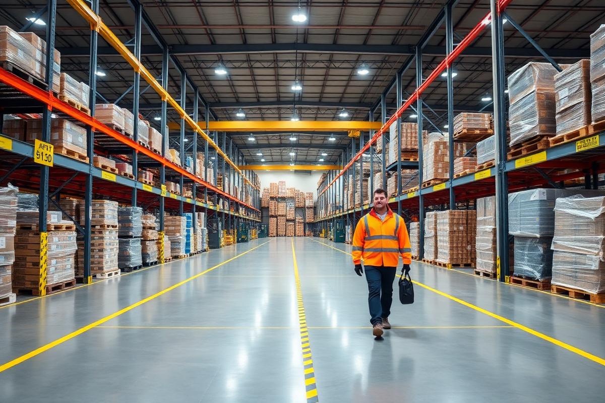 Warehouse with safety markings
